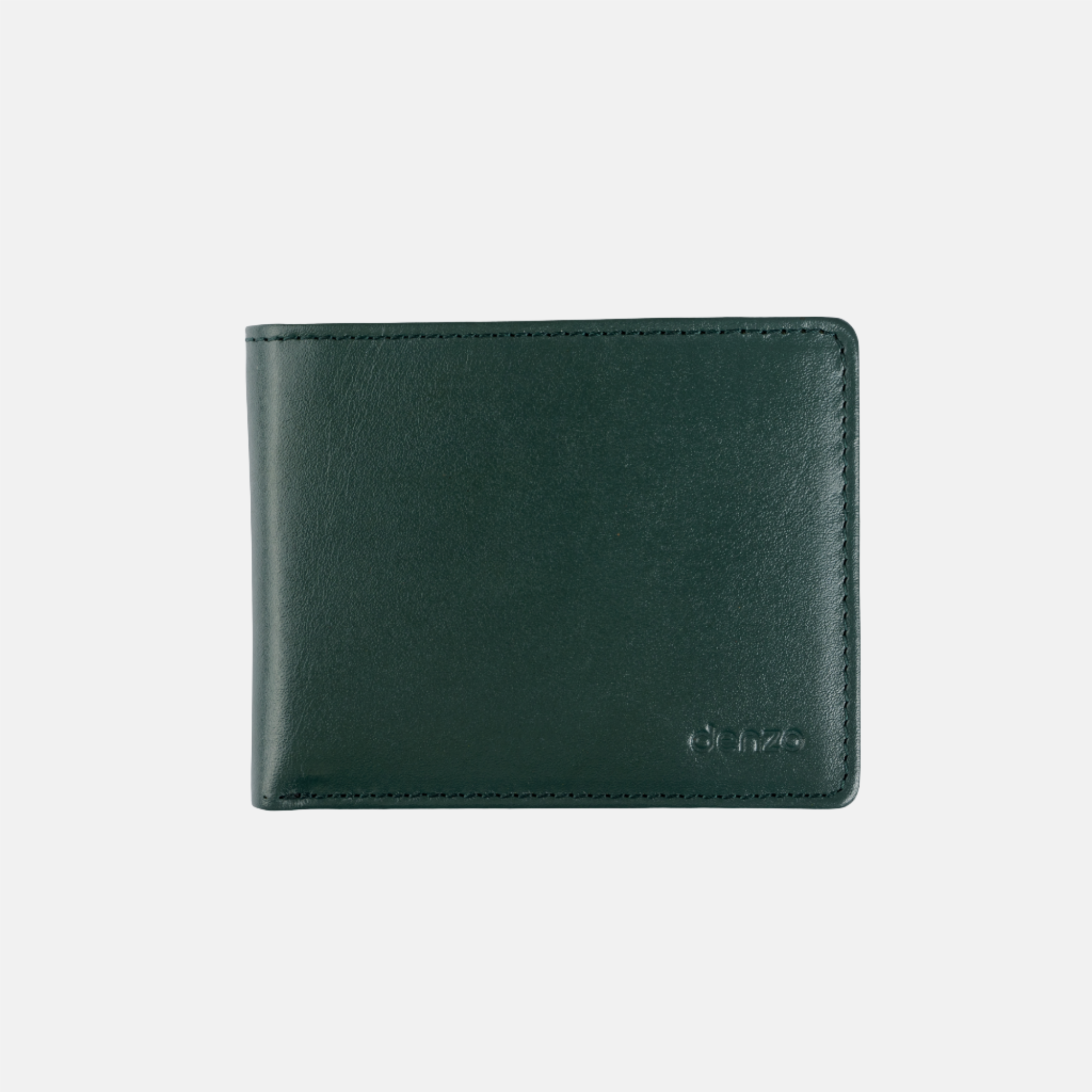 The Denzo Fashion Vintage Legacy Wallet, a testament to expert craftsmanship, features a dark green leather exterior with minimal stitching and a discreet embossed logo in the lower corner. Its timeless design ensures it remains an elegant accessory for any occasion.